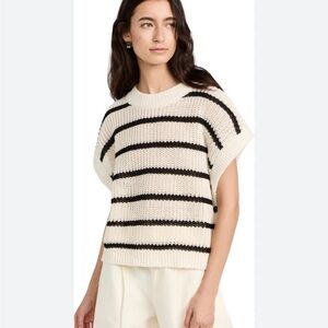 APIECE APART Olivia Linen Vest Black Cream Stripes Sz XS/Small Oversized